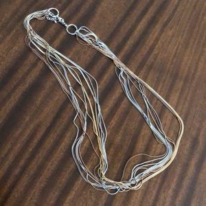 long mixed color liquid  metal necklace